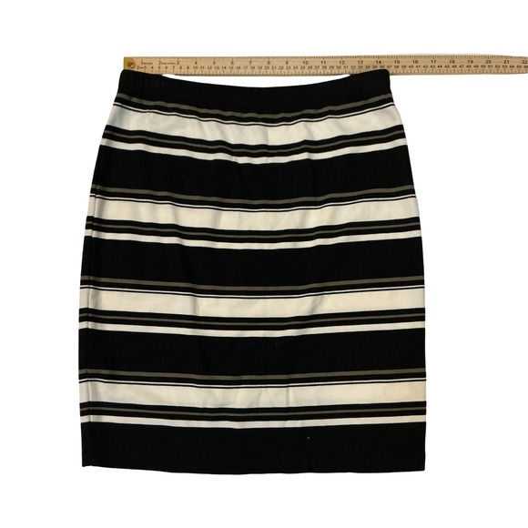 Max Studio Womens Striped Knit Pencil Skirt Black White Grey Elastic Waist M - Picture 2 of 5
